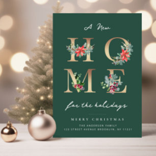 modern christmas  holiday moving announcement postcard