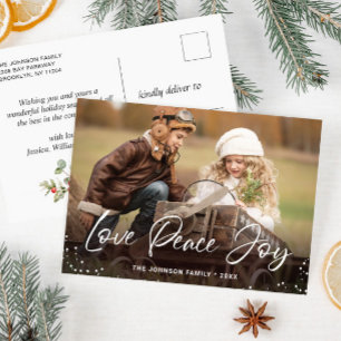 Modern Christmas Holiday PHOTO Greeting Postcard