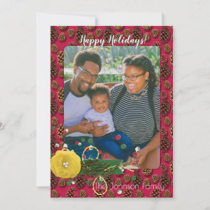 Modern Christmas Holiday Photo Message Pine Cones