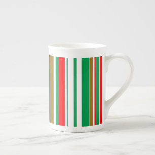 Modern Christmas Holiday Season Stripes Bone China Mug