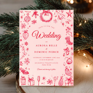 Modern Christmas Holiday Wedding Invitation