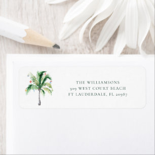 Modern Christmas Holidays Palm Tree Return Address