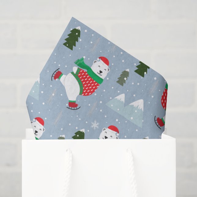 Modern Christmas Holidays Polar Bear Tissue Paper (Gift Bag)