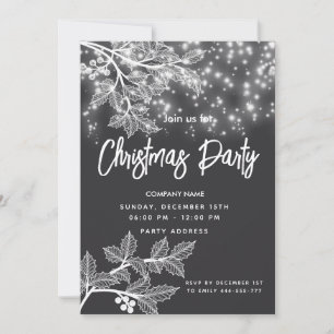 Modern Christmas holly branches corporate Invitation