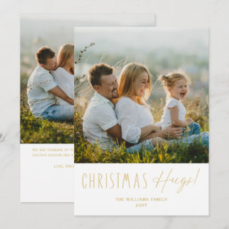 Modern Christmas Hugs Two Photo Flat Holiday Card