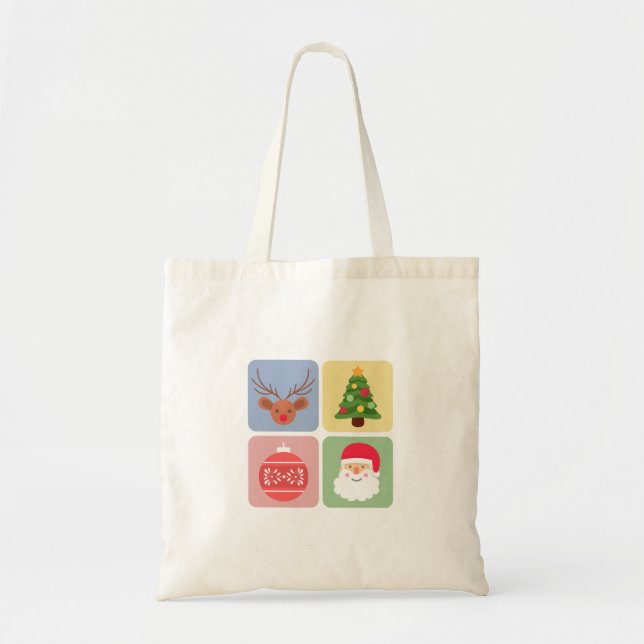 Modern Christmas icon holiday tote bag (Front)