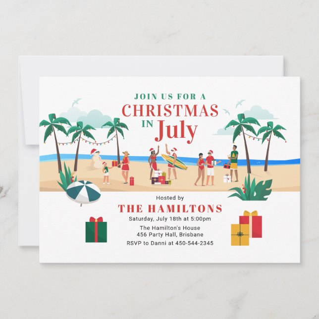 Modern Christmas in July Party Fun  Invitation (Front)