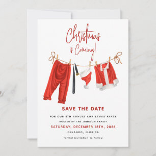 Modern 'Christmas is Coming' Santa Claus Save The Date
