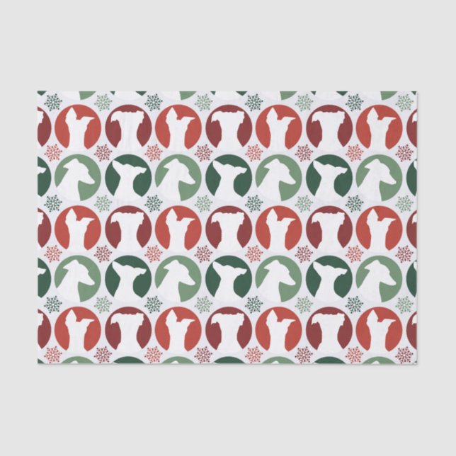 Modern Christmas Italian Greyhound Iggy Tissue Paper (Front)