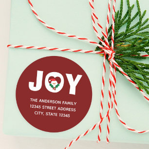 Modern Christmas Joy with Santa and Holly Berries Classic Round Sticker