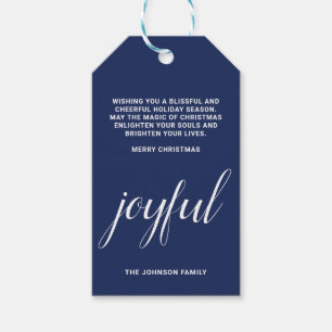 Modern Christmas joyful blue Gift Tags