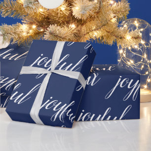 Modern Christmas joyful blue Wrapping Paper