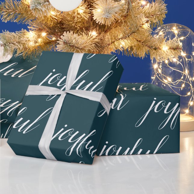 Modern Christmas joyful green Wrapping Paper (Holidays)