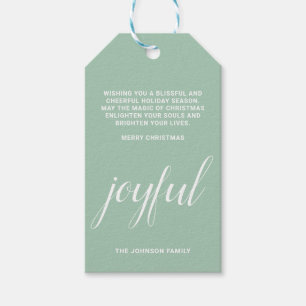 Modern Christmas joyful light green Gift Tags