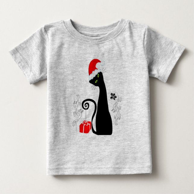 Modern Christmas Kitty Baby T-Shirt (Front)