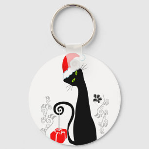 Modern Christmas Kitty Key Ring