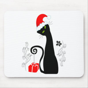 Modern Christmas Kitty Mouse Pad
