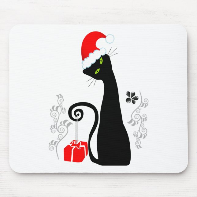 Modern Christmas Kitty Mouse Pad (Front)