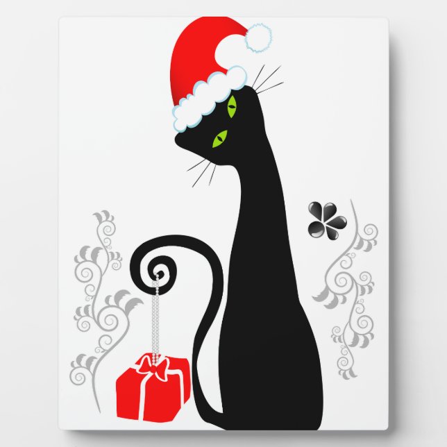 Modern Christmas Kitty Plaque (Front)