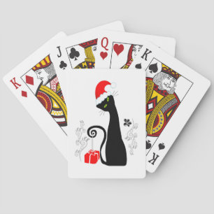 Modern Christmas Kitty Playing Cards