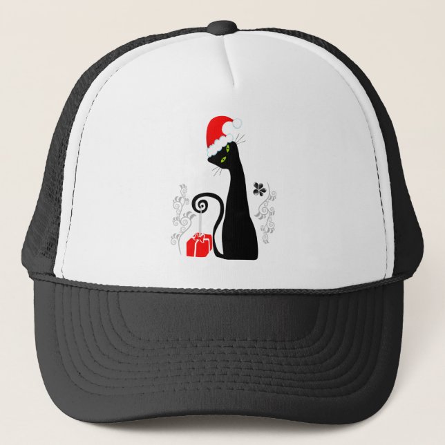 Modern Christmas Kitty Trucker Hat (Front)