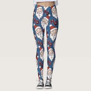Modern Christmas Leggings with Santa