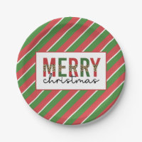 Modern Christmas Leopard Print Red Green Stripes