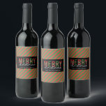 Modern Christmas Leopard Print Red Green Stripes Wine Label<br><div class="desc">Modern Merry Christmas Leopard Print Red Green Stripes Pattern Design!</div>