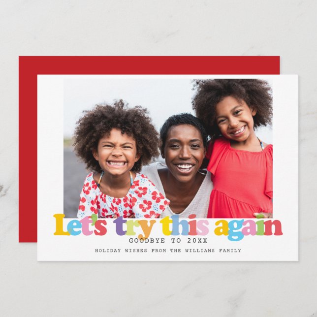 Modern Christmas Lets Try This Again Photo Holiday Card (Front/Back)