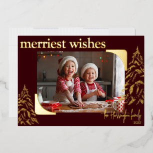 Modern Christmas Merriest Wishes   Photo Metallic