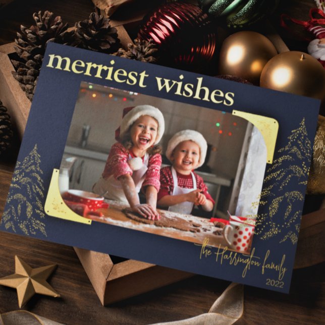 Modern Christmas Merriest Wishes | Photo Metallic  (Creator Uploaded)