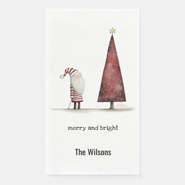 Modern Christmas Merry and Bright Winter Napkin (Front)