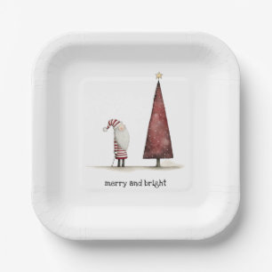 Modern Christmas Merry and Bright Winter Paper Plate