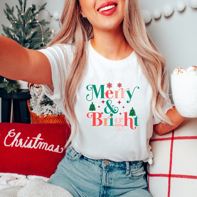 Modern Christmas Merry & Bright T-shirt (Creator Uploaded)