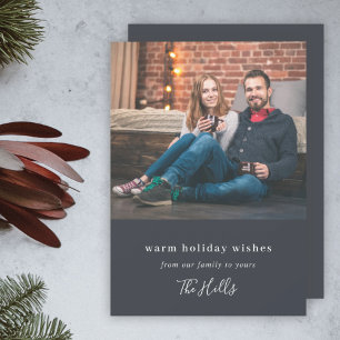 Modern Christmas Minimal Stylish Couple Photo Holiday Card