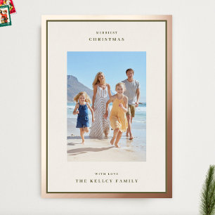 Modern Christmas Moss Green Photo Frame Rose Gold