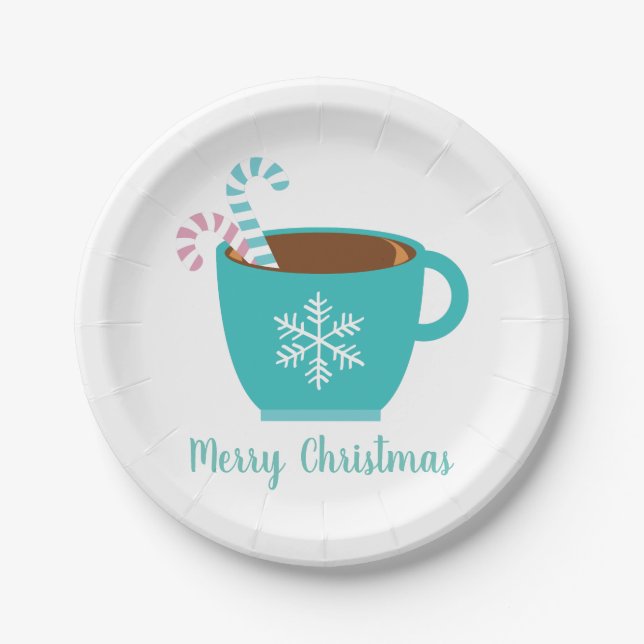 Modern Christmas Mug Customisable Paper Plate (Front)