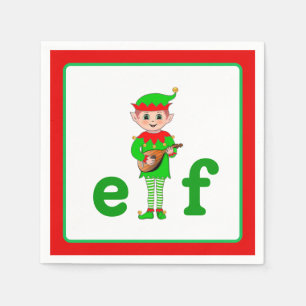 Modern Christmas Musical Elf Napkin