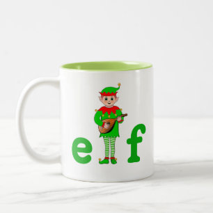 Modern Christmas Musical Elf  Two-Tone Coffee Mug