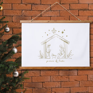 Modern Christmas Nativity peace love religious Hanging Tapestry