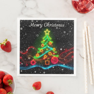 Modern Christmas Neon Holiday Collection Napkin
