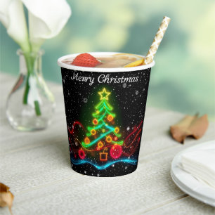 Modern Christmas Neon Holiday Collection Paper Cups