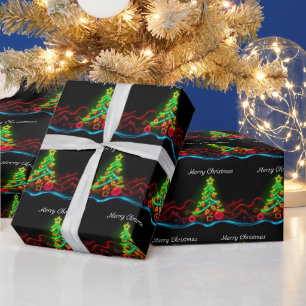 Modern Christmas Neon Holiday Collection Wrapping Paper