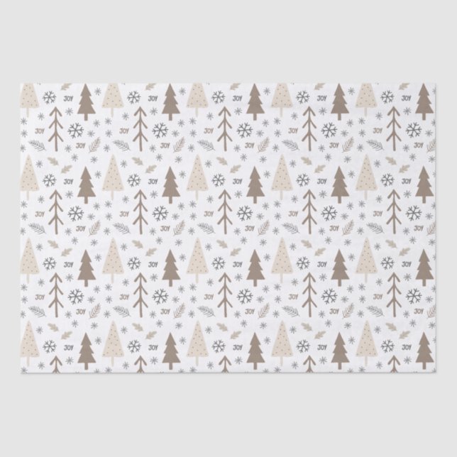 Modern Christmas Neutral Tones Tissue Paper (Front)