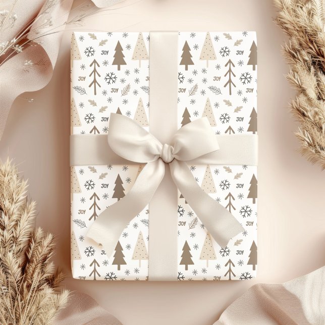 Modern Christmas Neutral Tones Wrapping Paper Sheet (Creator Uploaded)