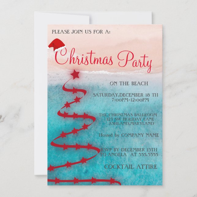 Modern Christmas on the Beach Invitation (Front)