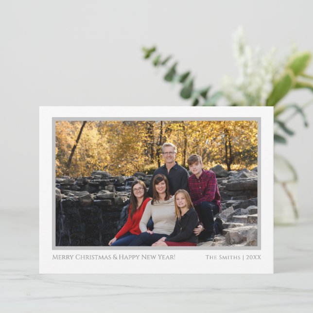 Modern Christmas One Photo card (Standing Front)