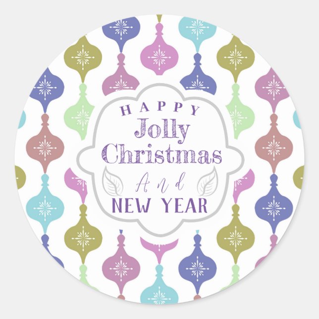 Modern Christmas Ornament  Classic Round Sticker (Front)