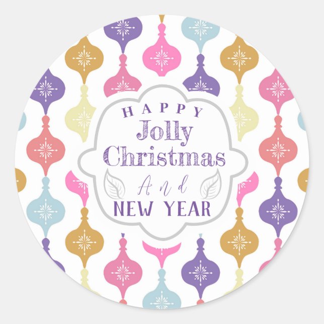 Modern Christmas Ornament  Classic Round Sticker (Front)