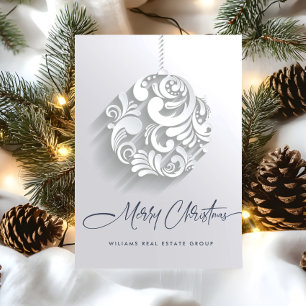Modern Christmas Ornament Corporate Greeting Holiday Card